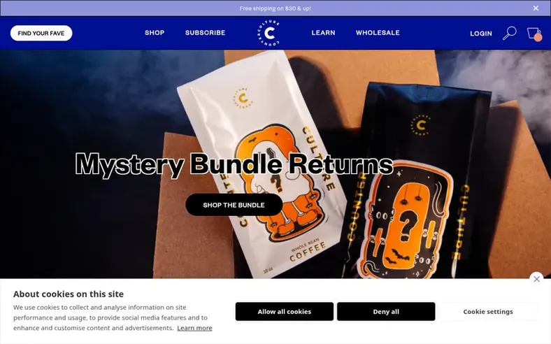 Screenshot of the Counter Culture Coffee homepage