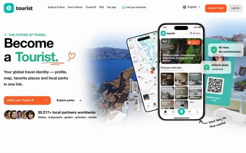 Screenshot of the Tourist.com homepage