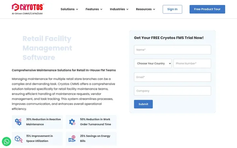 Screenshot of the Cryotos homepage