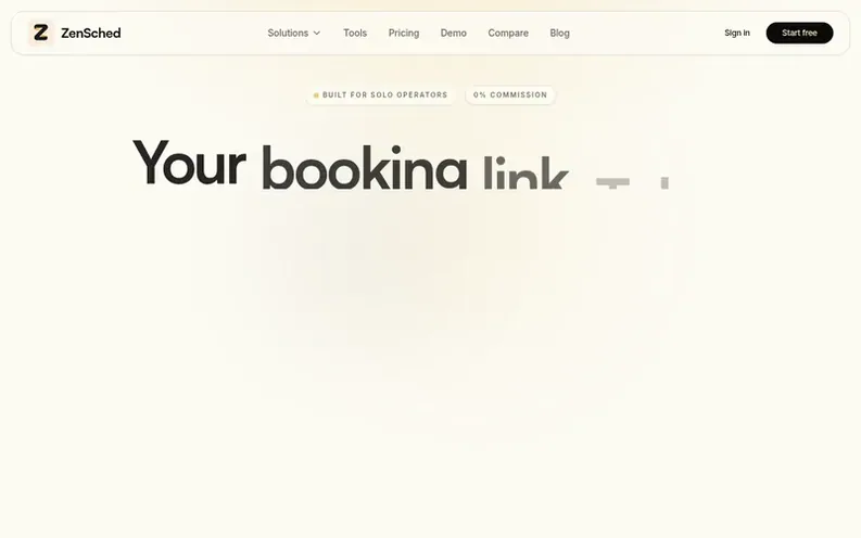 Screenshot of the ZenSched homepage
