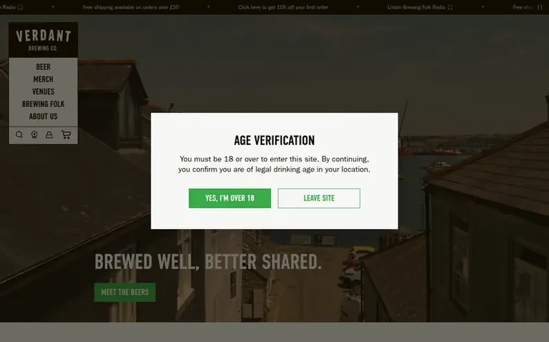 Screenshot of the Verdant Brewing Co Ltd homepage