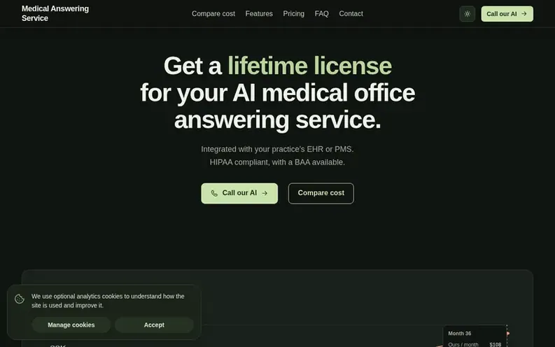 Screenshot of the Medical Answering Service homepage