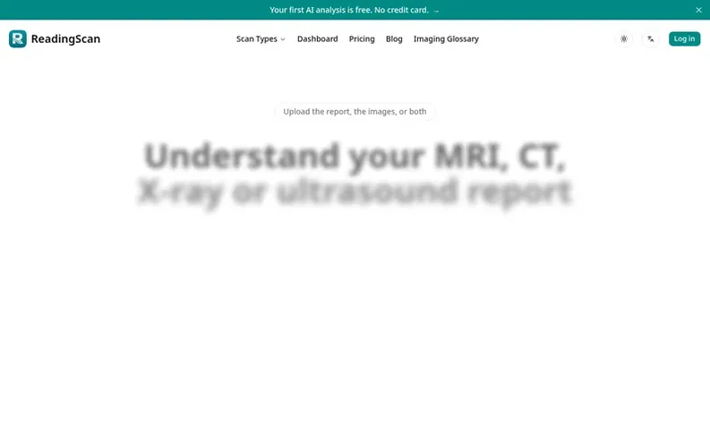 Screenshot of the ReadingScan homepage