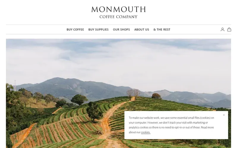 Screenshot of the Monmouth Coffee Company homepage