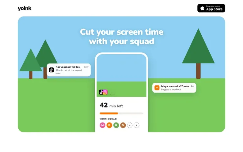 Screenshot of the Yoink homepage