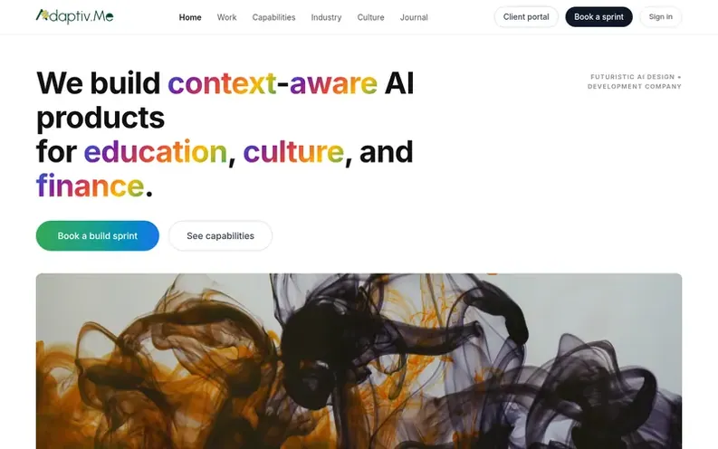 Screenshot of the Adaptiv.Me homepage