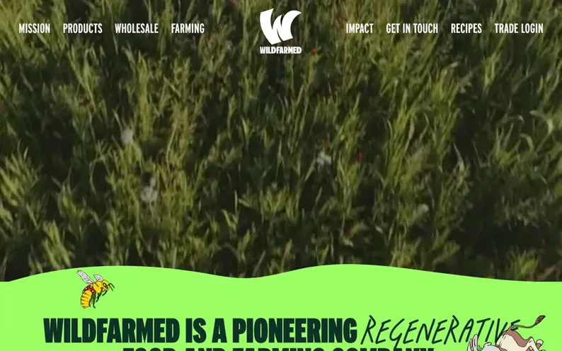 Screenshot of the Wildfarmed homepage