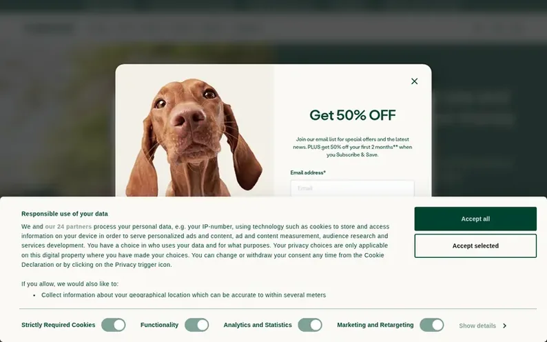 Screenshot of the YuMOVE homepage